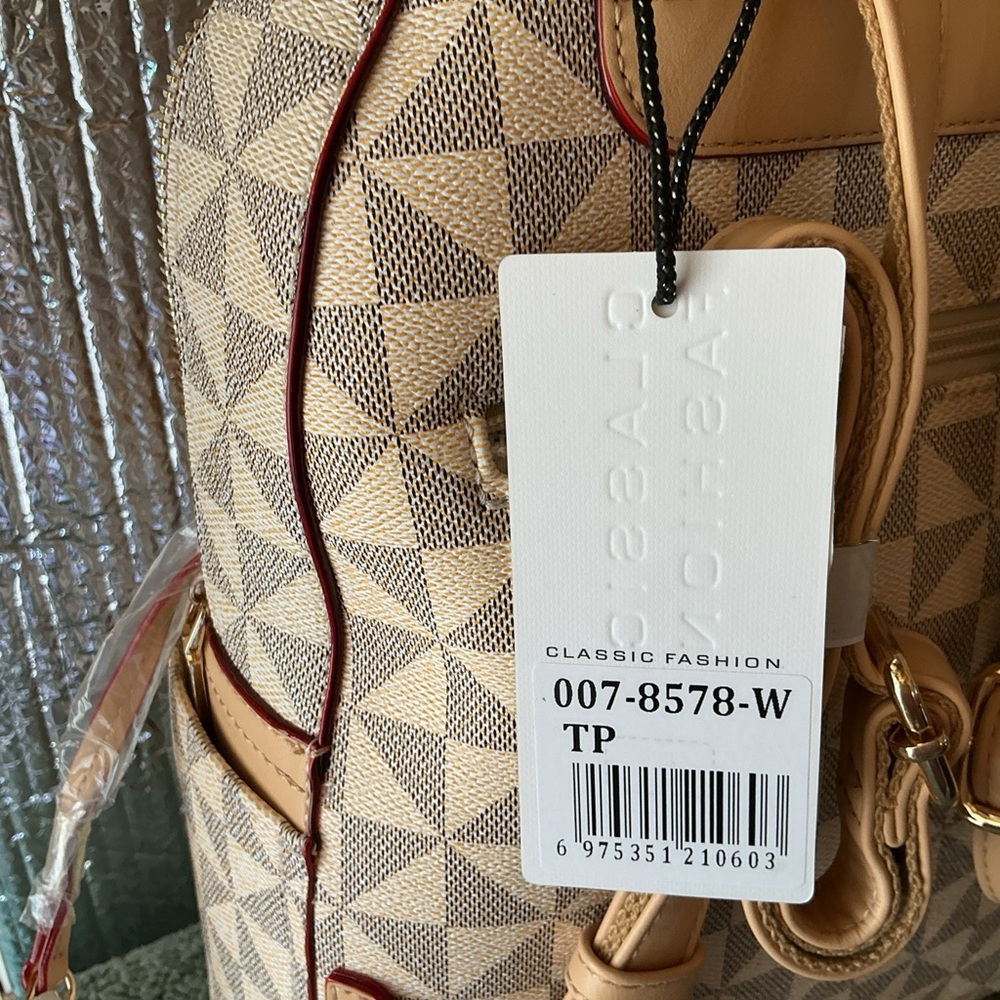 Geometric Pattern Backpack with Wallet NWT - image 5